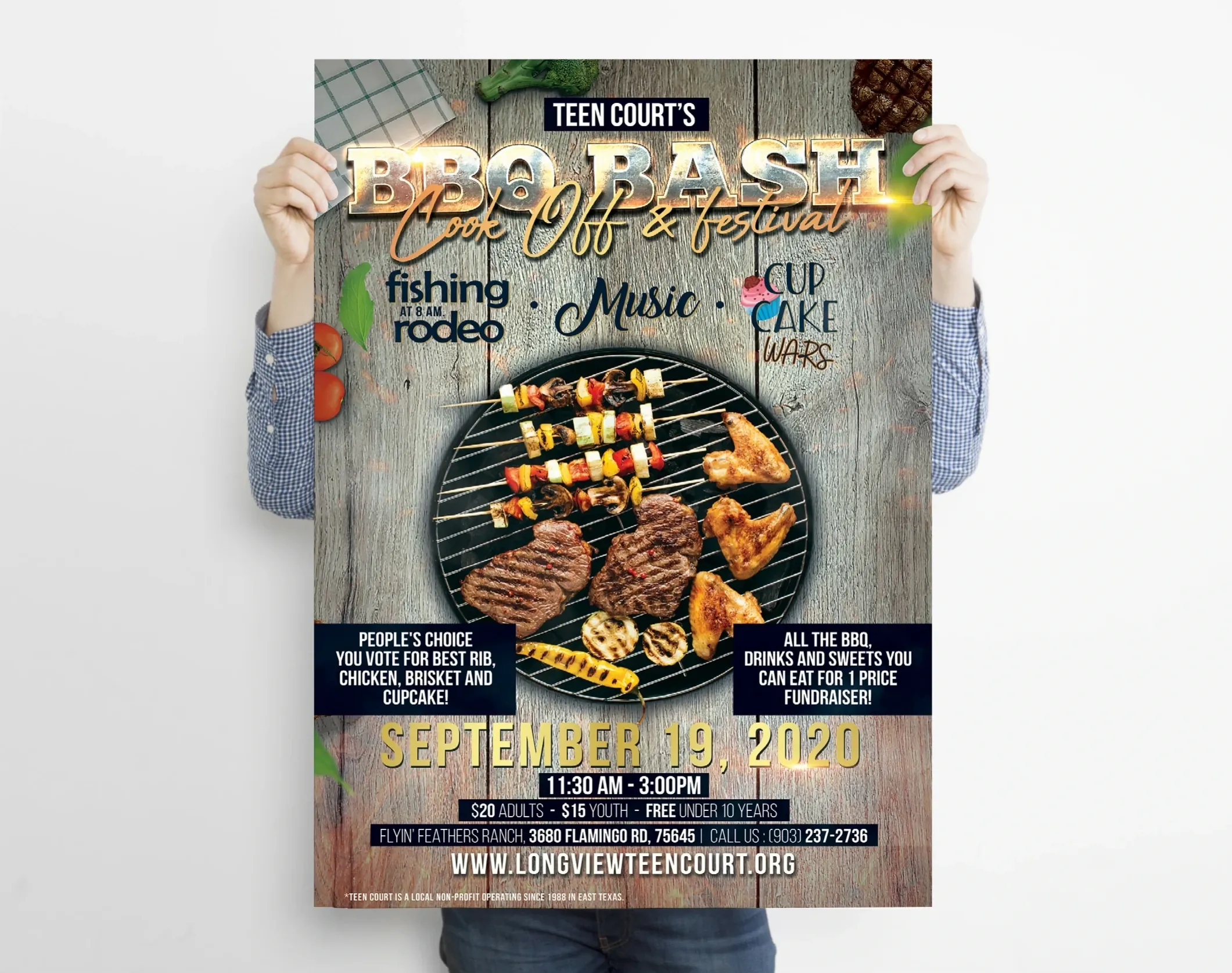 BBQ Bash poster with grilled food and bold type.