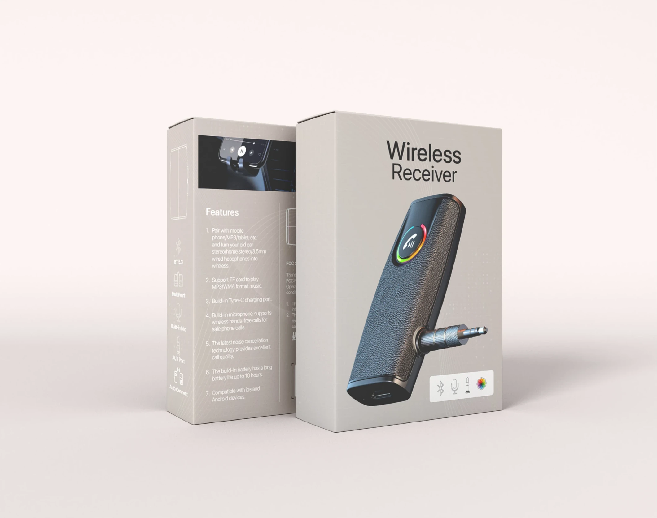 Wireless receiver box in beige.