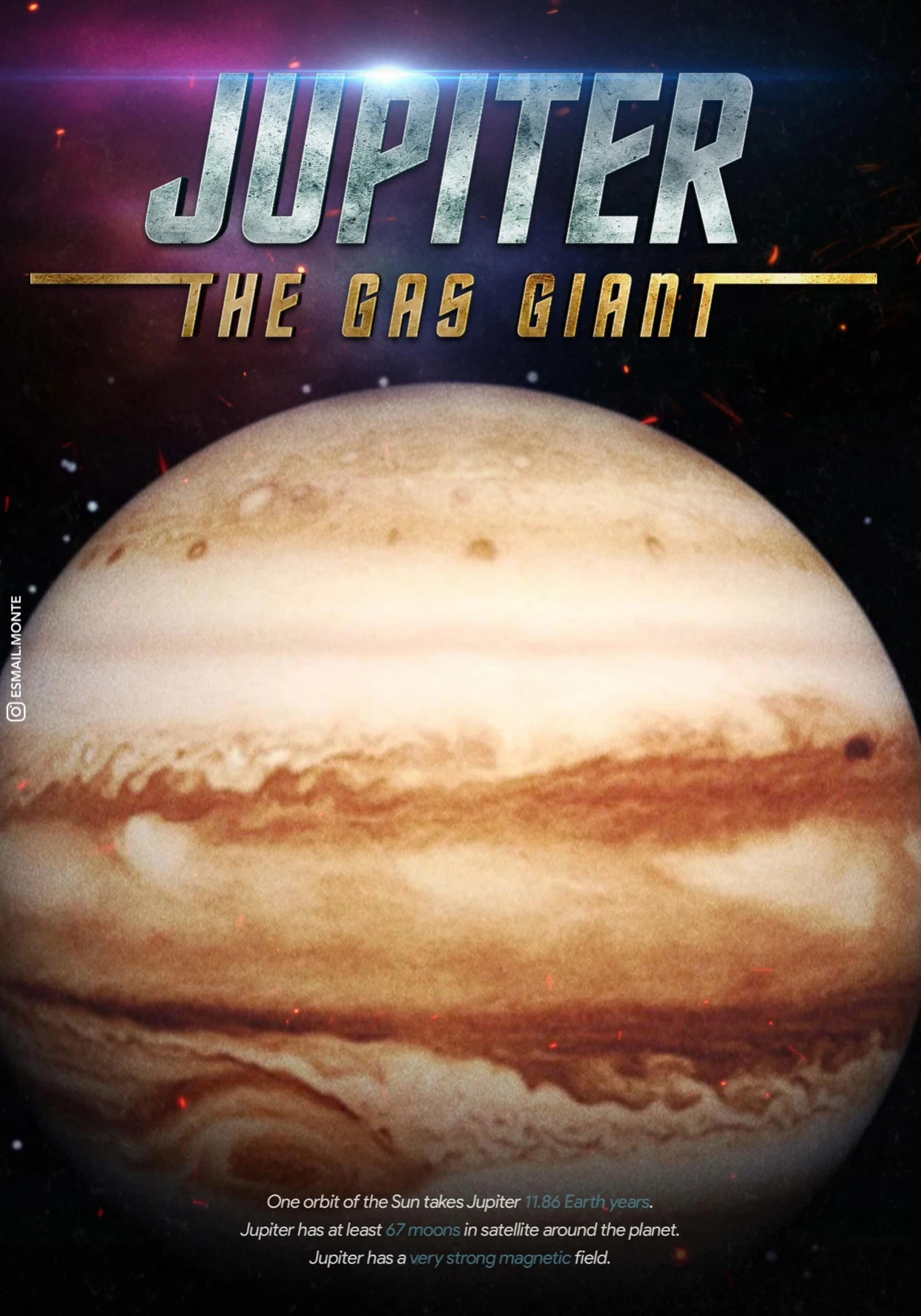 Jupiter poster with chrome 80s type.